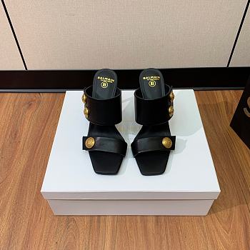 Balmain Heeled Eva mules in calfskin black, Heel height 9.5 cm