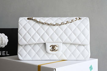 Chanel Classic Flap CF white Light gold hardware Size 25.5x15.5x6.5cm