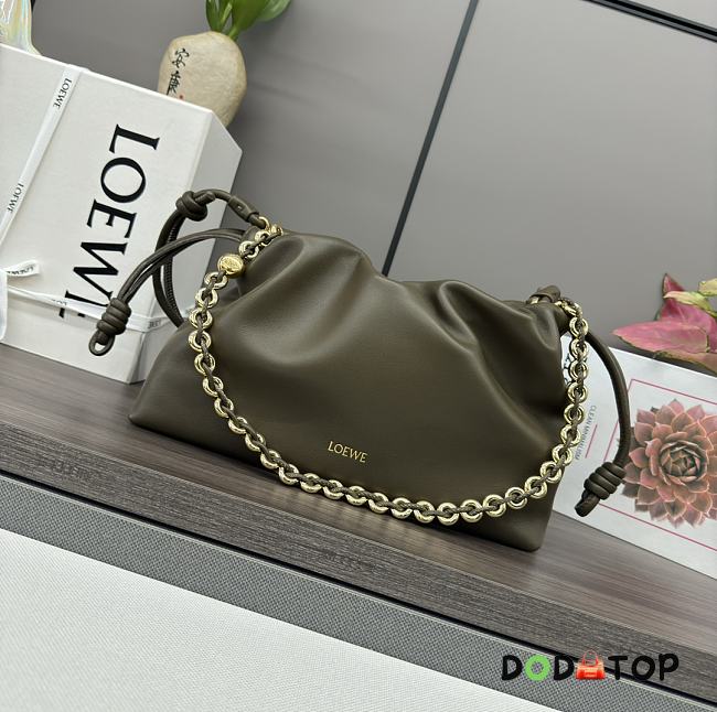 LOEWE Flamenco leather clutch green bag size 30x24.5x10.5cm - 1