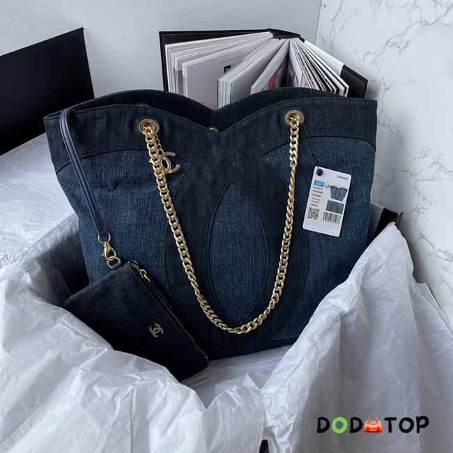 Chanel shopping bag jean size 38×32×14cm - 1