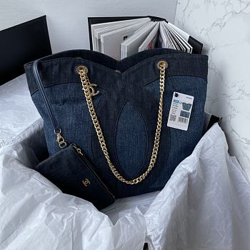 Chanel shopping bag jean size 38×32×14cm