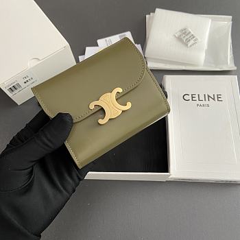 Celine Triomphe wallet green size 10.5x9x3cm