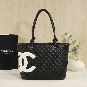 Chanel Cambon black bag logo size 30x25x15cm