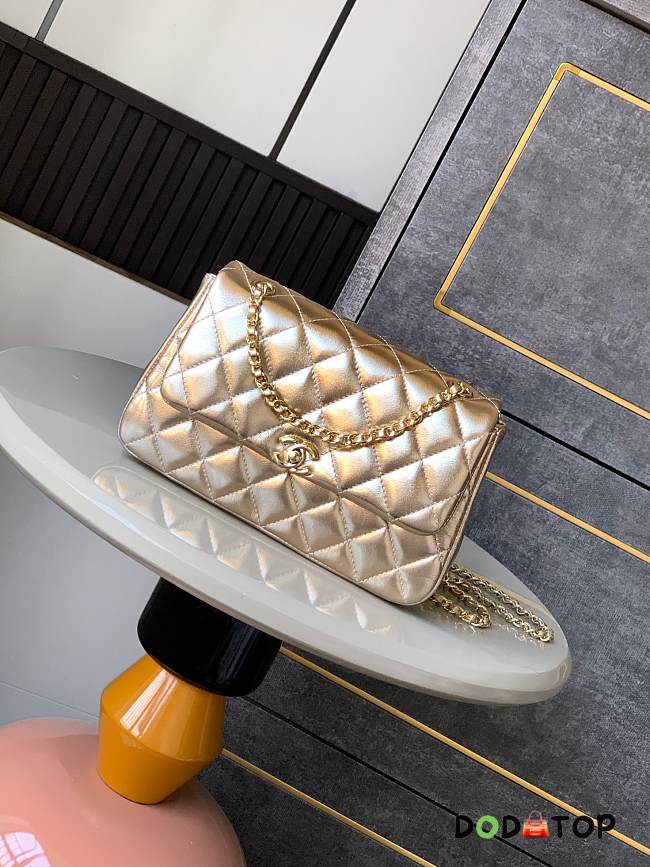 Chanel flap bag gold color bag size 14 X 22.5 X 5.8 cm - 1