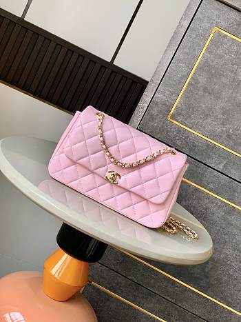 Chanel flap bag pink color bag size 14 X 22.5 X 5.8 cm