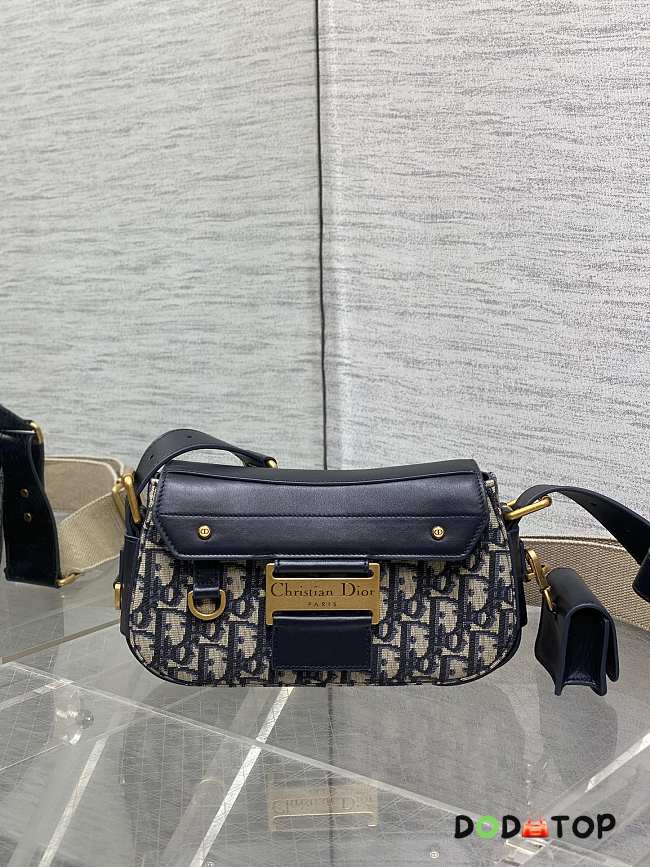 Dior Streetchic Small Bag Oblique jacquard canvas and smooth calfskin in blue size 24x5x12.5cm - 1