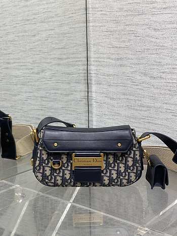 Dior Streetchic Small Bag Oblique jacquard canvas and smooth calfskin in blue size 24x5x12.5cm