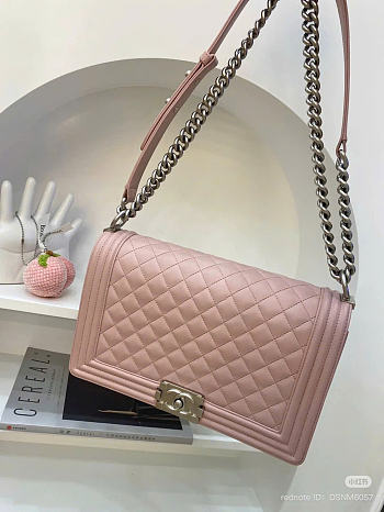 Chanel Boybag pink Silver Hardware Lambskin Leather Size 25 cm