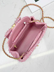 Chanel Kelly Bag Pink Tweed Aged Gold Hardware size 19cm x 13cm x 7cm - 6