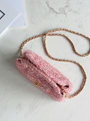 Chanel Kelly Bag Pink Tweed Aged Gold Hardware size 19cm x 13cm x 7cm - 5