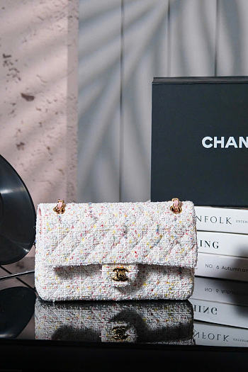 Chanel Tweed pink bag size 25cm