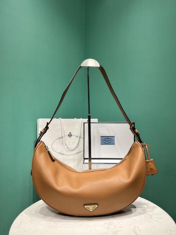 Prada Demi-lune large leather shoulder bag brown size 42x19.5x8.5cm