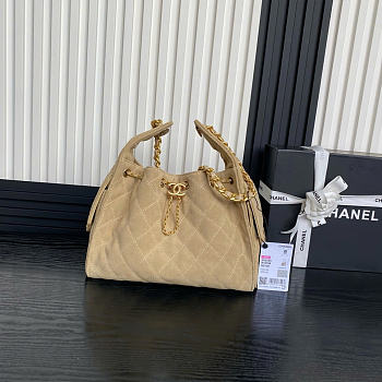 Chanel hobo suede beige bag size 30x26x14cm