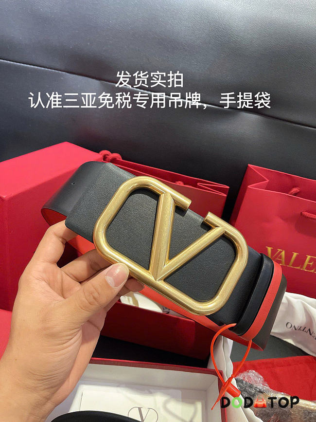 Valentino REVERSIBLE VLOGO SIGNATURE BELT IN GLOSSY CALFSKIN 70 MM  - 1