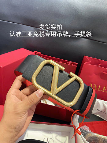 Valentino REVERSIBLE VLOGO SIGNATURE BELT IN GLOSSY CALFSKIN 70 MM 