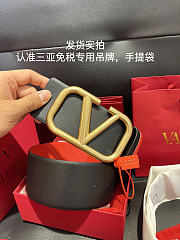 Valentino REVERSIBLE VLOGO SIGNATURE BELT IN GLOSSY CALFSKIN 70 MM  - 5
