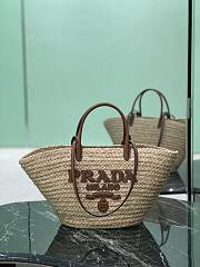 Prada raffia and leather shopping bag size 27×56×28cm - 1