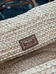Prada raffia and leather shopping bag size 27×56×28cm - 2