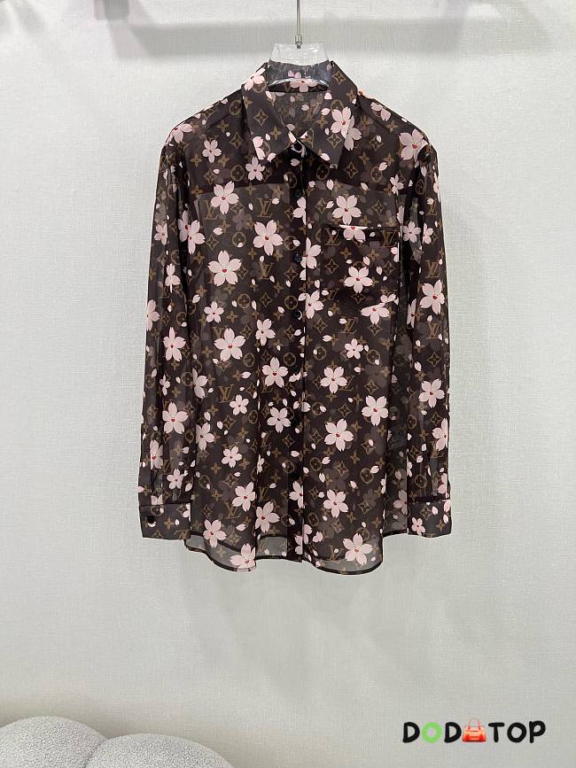 Louis Vuitton long-sleeve chiffon shirt brown  - 1