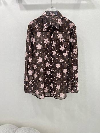 Louis Vuitton long-sleeve chiffon shirt brown 