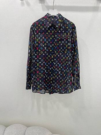 Louis Vuitton long-sleeve chiffon shirt black