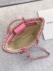 Chanel Beige/Pink Raffia Crochet Mixed Fibers Shopping Tote Bag size 20x36x12cm - 4