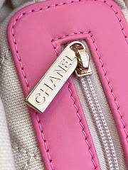 Chanel Beige/Pink Raffia Crochet Mixed Fibers Shopping Tote Bag size 20x36x12cm - 2