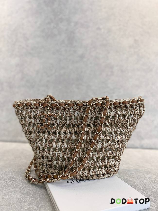 Chanel Beige/Beige Raffia Crochet Mixed Fibers Shopping Tote Bag size 20x36x12cm - 1