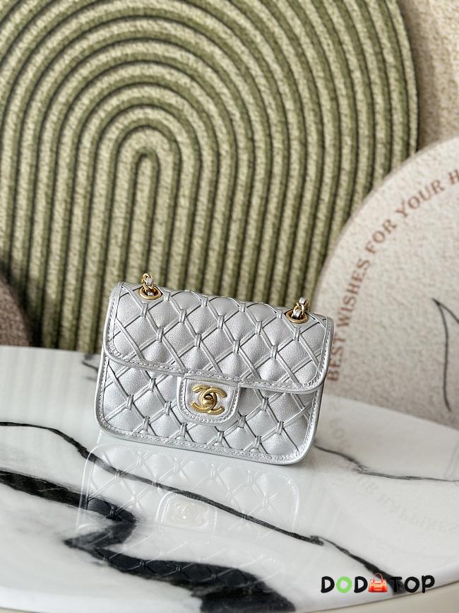 Chanel flap bag silver size 20cm - 1