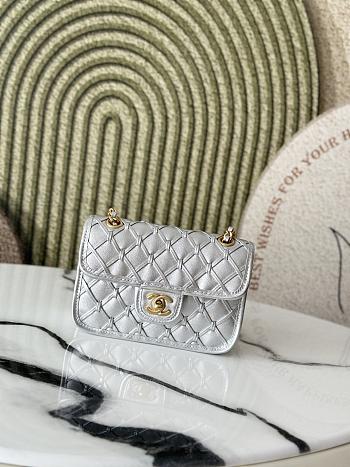 Chanel flap bag silver size 20cm