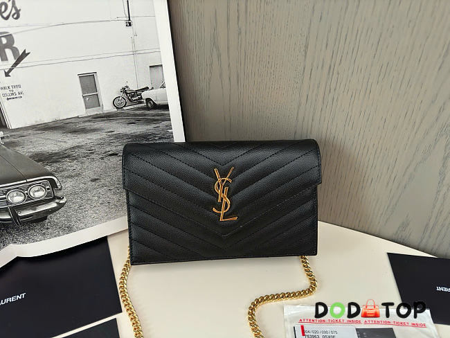 YSL Woc Small Envelope Bag Black Gold Hardware Size 19 x 11.5 x 4 cm - 1