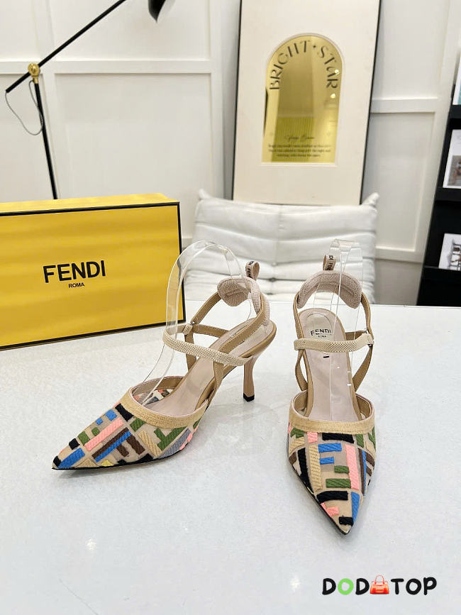 Fendi Colibrì Lite Mid-heel shoes with multi-colored mesh back slingback - 1