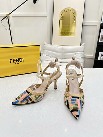 Fendi Colibrì Lite Mid-heel shoes with multi-colored mesh back slingback
