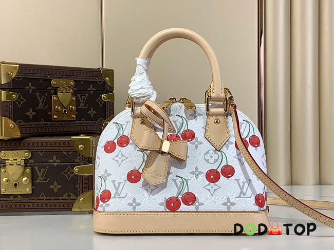 Louis Vuitton x Takashi Murakami Cherry Alma BB White Monogram size 23.5x17.5x11.5cm - 1