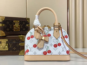 Louis Vuitton x Takashi Murakami Cherry Alma BB White Monogram size 23.5x17.5x11.5cm