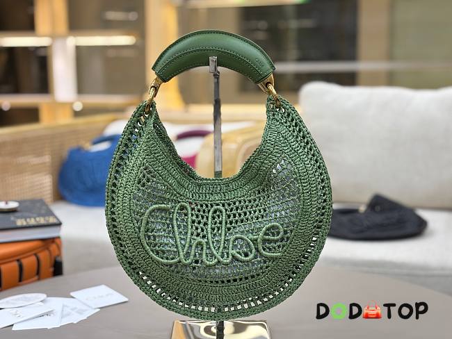 Chole Summer Banana hobo bag in raffia green size 36x21.5x2cm - 1