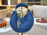 Chole Summer Banana hobo bag in raffia blue size 36x21.5x2cm - 5