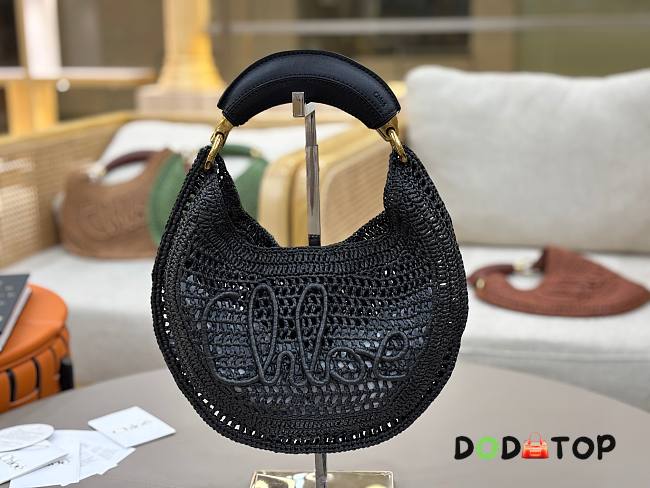 Chole Summer Banana hobo bag in raffia black size 36x21.5x2cm - 1