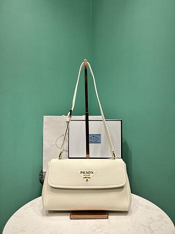 Prada small leather shoulder bag white 26x14x9.5cm