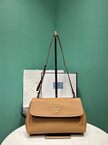 Prada small leather shoulder bag brown 26x14x9.5cm