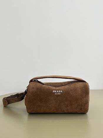 Prada Suede calfskin shoulder bag brown bag size 24x11x11cm