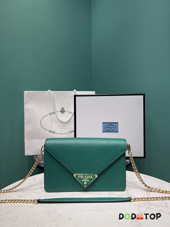Prada Black Saffiano leather shoulder green bag size 21.5x14x4cm  - 1