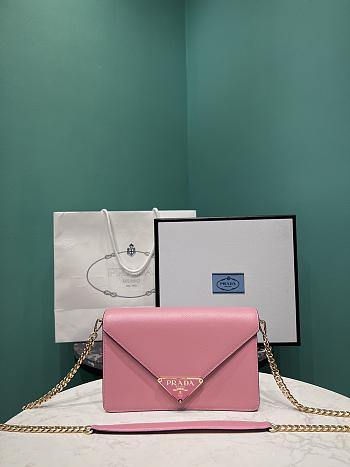 Prada Black Saffiano leather shoulder pink bag size 21.5x14x4cm