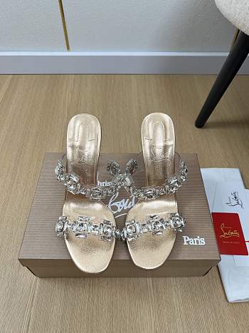 Christian Louboutin Just Jewel 85 embellished PVC mules 01