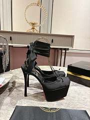 Christian Louboutin Women's Black Cassia Lace Up 100 Satin Crepe Pumps - 6