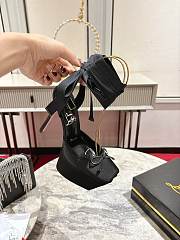 Christian Louboutin Women's Black Cassia Lace Up 100 Satin Crepe Pumps - 2