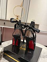 Christian Louboutin Women's Black Cassia Lace Up 100 Satin Crepe Pumps - 3