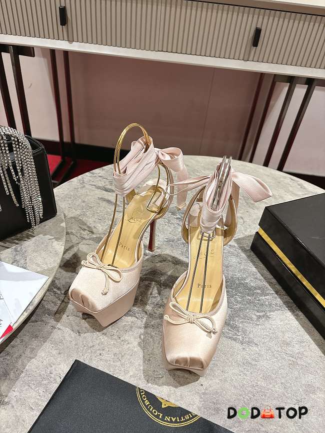 Christian Louboutin Women's pink Cassia Lace Up 100 Satin Crepe Pumps - 1