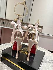 Christian Louboutin Women's pink Cassia Lace Up 100 Satin Crepe Pumps - 6