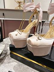 Christian Louboutin Women's pink Cassia Lace Up 100 Satin Crepe Pumps - 3